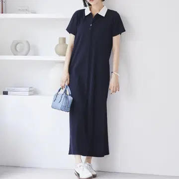 VIS 폴로 카라 랜덤 리브 원피스