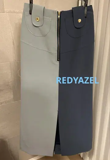 REDYAZEL 레이디 아젤 바이컬러 프론트 ZIP 포켓 타이트 스커트