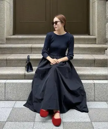 선착순 레어 롱 원피스 네이비 도킹
