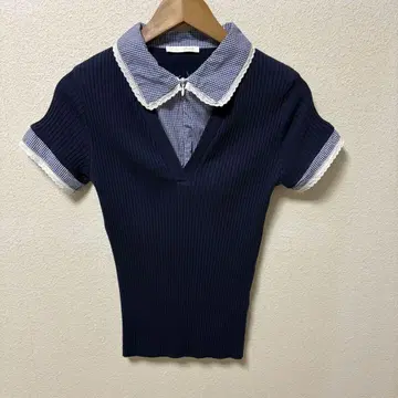 ZARA 자라 피터팬 칼라 리브 T셔츠 L 지퍼