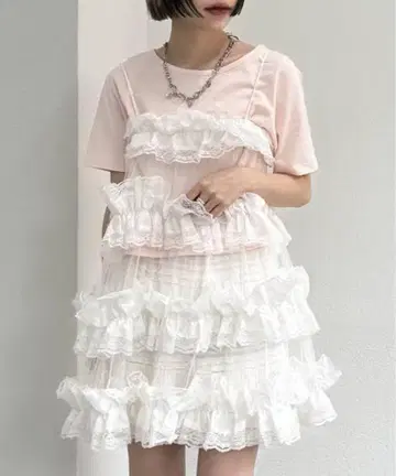 [새상품] 더블 클로젯 wcloset 레이스 티어드 캐미 화이트