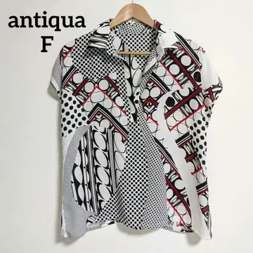 안티카 antiqua 풀오버 셔츠 레트로 기하학 패턴 반팔 F