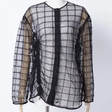 라무셰 Tulle Shirring Blouse (블랙) 시어