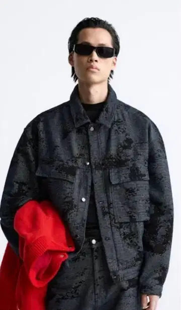 ZARA 자카드 데님 자켓 XL