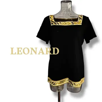 LEONARD 고급 반팔 티셔츠 블랙 골드 컬러 장식