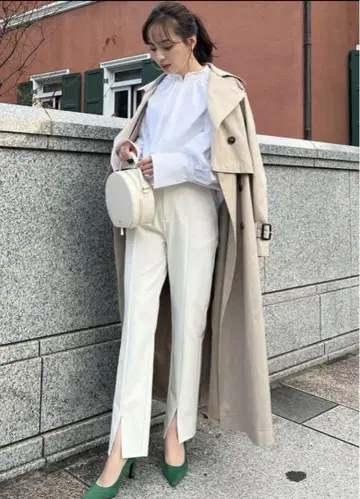 anuans 슬림 슬릿 팬츠 에크루 M 사이즈