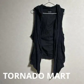 TORNADO MART 블랙 후드 부착 베스트