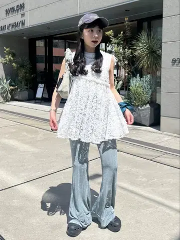 택 포함 새상품 카스타네 시어 리브 플레어 팬츠