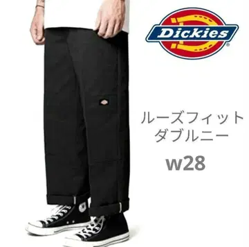 디키즈 워크 팬츠 더블니 BK W28 블랙 카고 팬츠