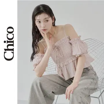 chico [멀티 웨이] 셔링 리본 오프숄더 상의