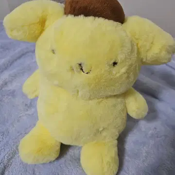 폼폼푸딩 옐로우 컬러 봉제 인형, 브라운 모자 포함