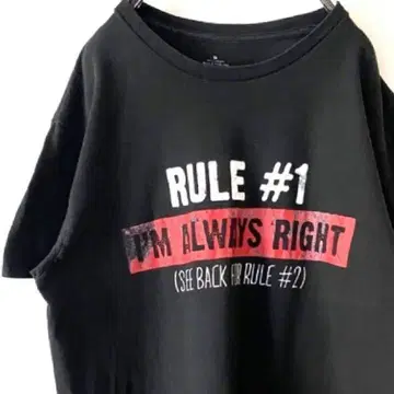 RULE I'M ALWAYS RIGHT 티셔츠 블랙 구제 의류