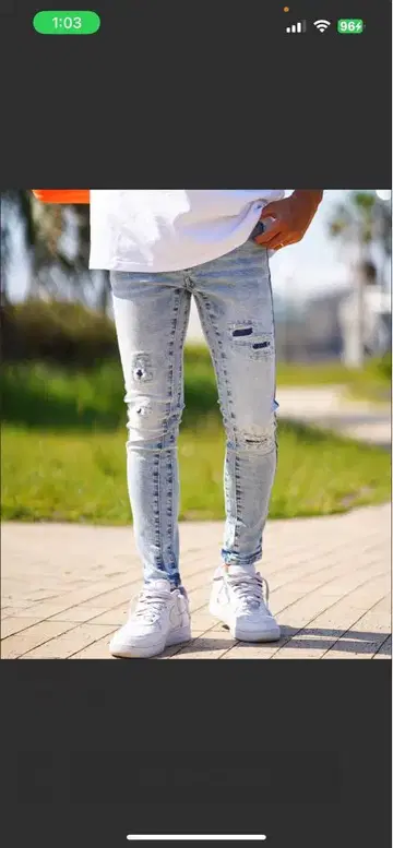아담스 저글러 라이트 블루 스키니 데님