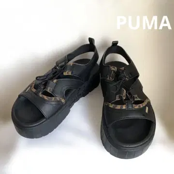 새상품급 PUMA 블랙 레오파드 스포츠 샌들 23cm