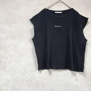 레트로걸 면 100% 탱크탑 블랙 자수 슬리브리스 봄/여름 캐주얼