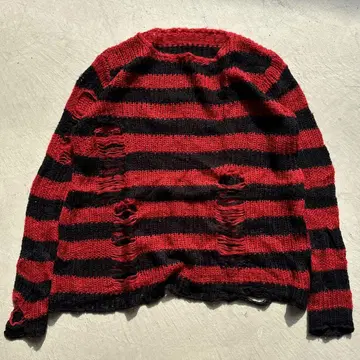 broken knit 데미지 니트 레드 펑크 그런지 구제 의류