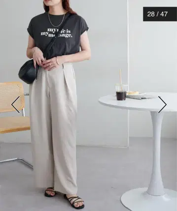 디스코트 테크 린넨 언밸런스 허리 와이드 팬츠