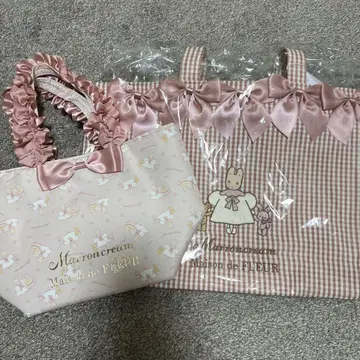 아오키 미사코 마론 크림 메종 드 플뢰르 리본 토트