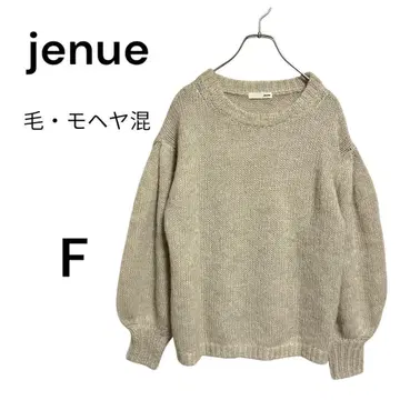 jenue 라운드넥 긴팔 니트 모헤어 혼방 F 넉넉한 핏 베이지