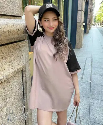 즉시 완판 아이템 Rady 백 로고 래글런 T셔츠 원피스 M 오버 사이즈