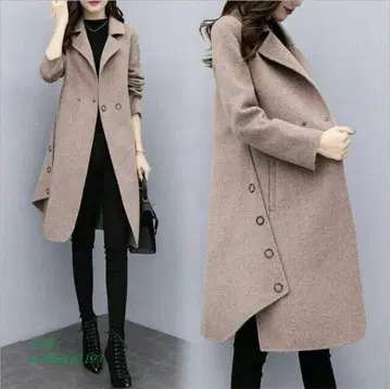 울 혼방 더블 브레스트 코트 베이지