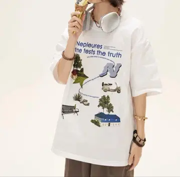 Print tshirt M13127 화이트 티셔츠