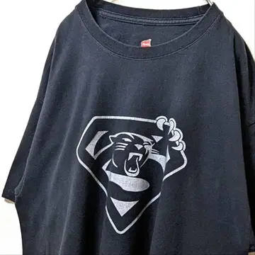 헤인즈 히스 슈퍼 팬서스 로고 티셔츠 블랙 L 구제 의류