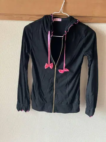 MARS 후드 블랙 후드티 핑크 리본 미사용 새상품