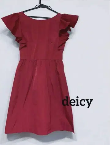 deicy 프릴 소매 빨간색 원피스