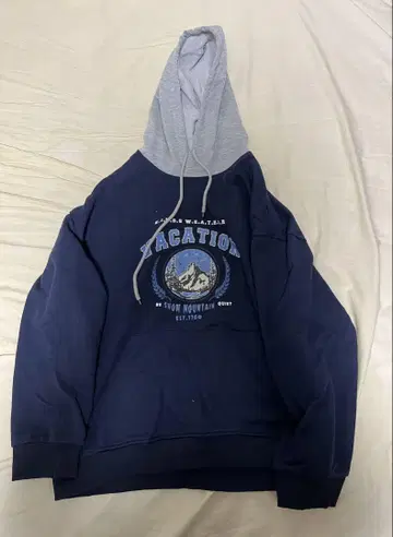 네이비 그레이 후드 부착 후드티