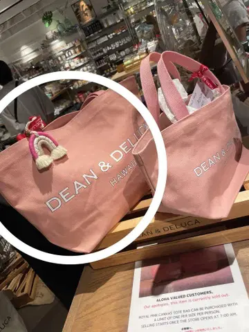 로얄 하와이안 한정판 핑크 DEAN & DELUCA 토트백