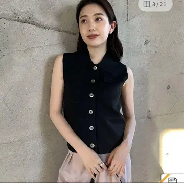 미사용 새상품 anuans 하이 게이지 더블 포켓 니트탑 아뉴앙스