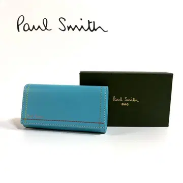 [미사용] Paul Smith 가죽 자수 4연 키케이스 블루 박스 포함