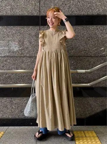 프릭스 스토어 인도 보일 핀턱 프릴 원피스