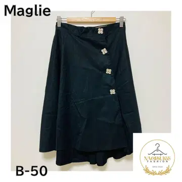 미사용급 Maglie 스커트 무릎 기장 여성용 블랙 면100 일본제