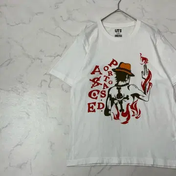 UNIQLO x ONEPIECE 에이스 로고 프린트 반팔 티셔츠 M