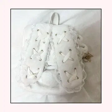 [NOEMIE/노에미] 토끼 귀 레이스업 퍼 백팩/화이트/화이트