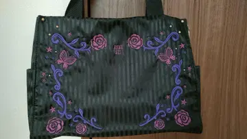 ANNA SUI 자수 토트백 블랙 플라워 꽃 A4 숄더