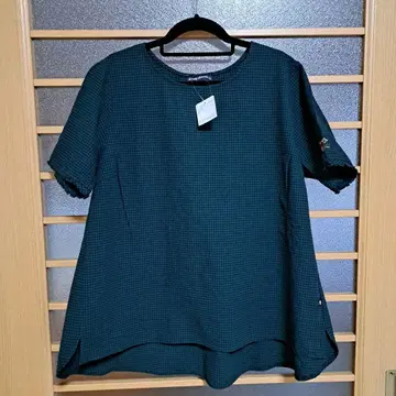 drug store 다크 그린 체크 무늬 반팔 상의 사이즈 3