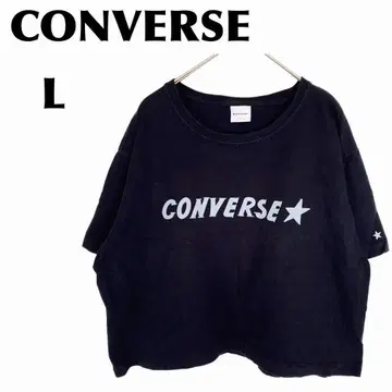 컨버스/CONVERSE [ L ] 티셔츠/반팔 셔츠 로고 프린트 블랙