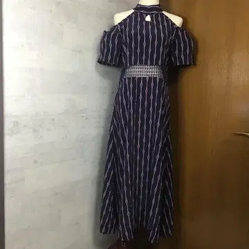 미사용 네이비 오프숄더 롱 원피스 백 지퍼 L
