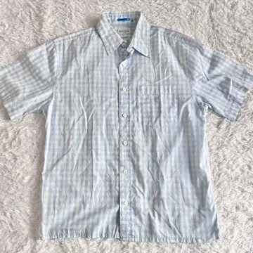 폴스미스 깅엄 체크 패턴 반팔 셔츠 블루 계열 L