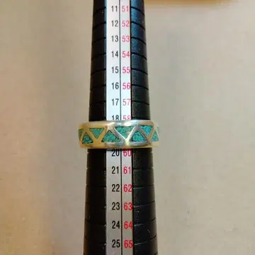 19호 호피족 핸드메이드 터콰이즈 인레이 실버 925 반지