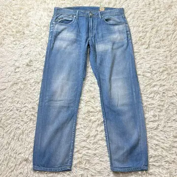 새상품급 야누크 MICHEL CROP 데님 린넨 혼방 스트레치 32