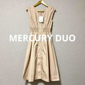 MERCURYDUO 머큐리 듀오 슬리브리스 원피스 베이지