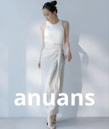 새상품급 anuans 헤링본 디테일 린넨 스커트 (BEIGE) M