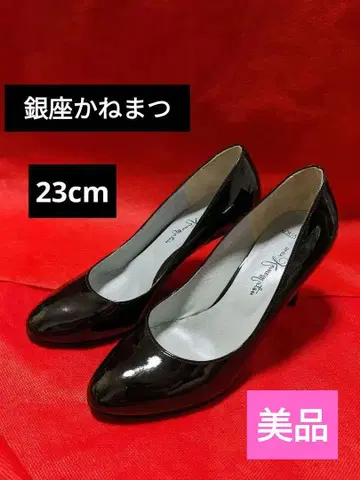 23cm 긴자 카네마츠 아쿠아벨 에나멜 펌프스 하이힐 우천 겸용