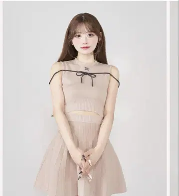 Darich 허리 오픈 스트링 니트 미니 원피스