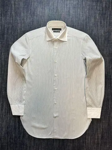 BEAMS 화이트 블랙 스트라이프 클레릭 셔츠 39 일본제
