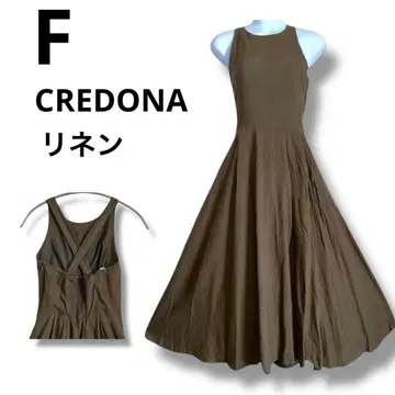 새상품급 CREDONA 백 크로스 린넨 원피스 플레어 레이어드 F